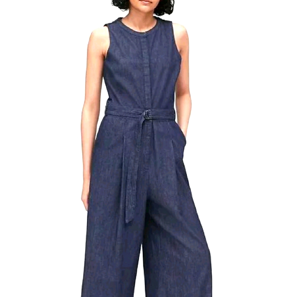 Dainty Denim Cropped Wide Leg Jumper